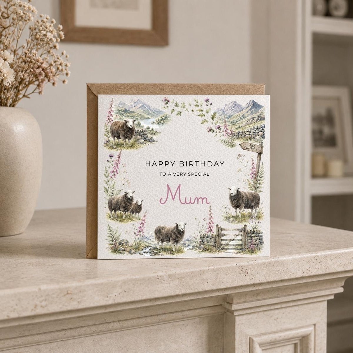 Personalised Lake District Theme Birthday Card for Wife, Mum, Grandma, Daughter, Auntie, Sister etc