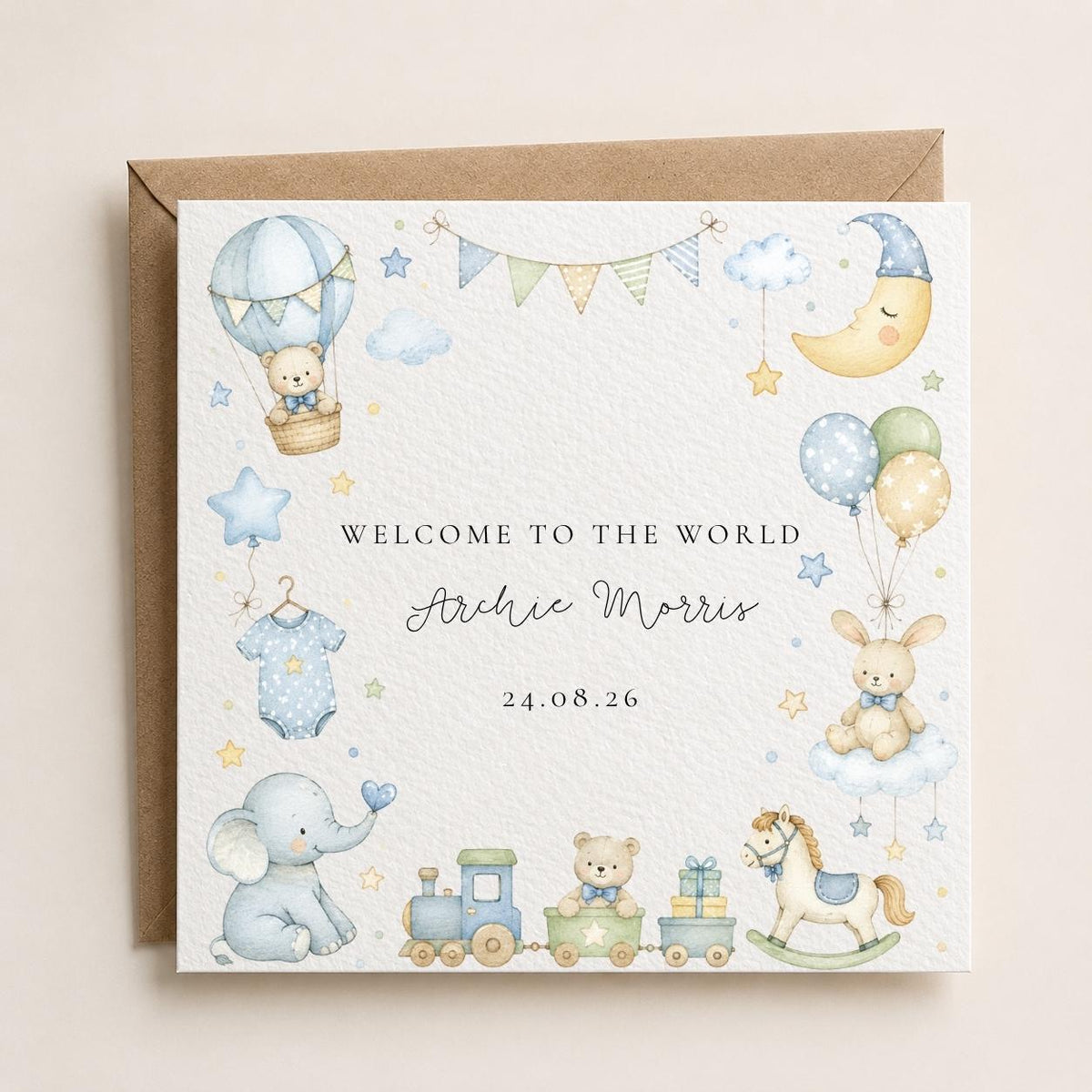 Personalised New Baby Boy Card