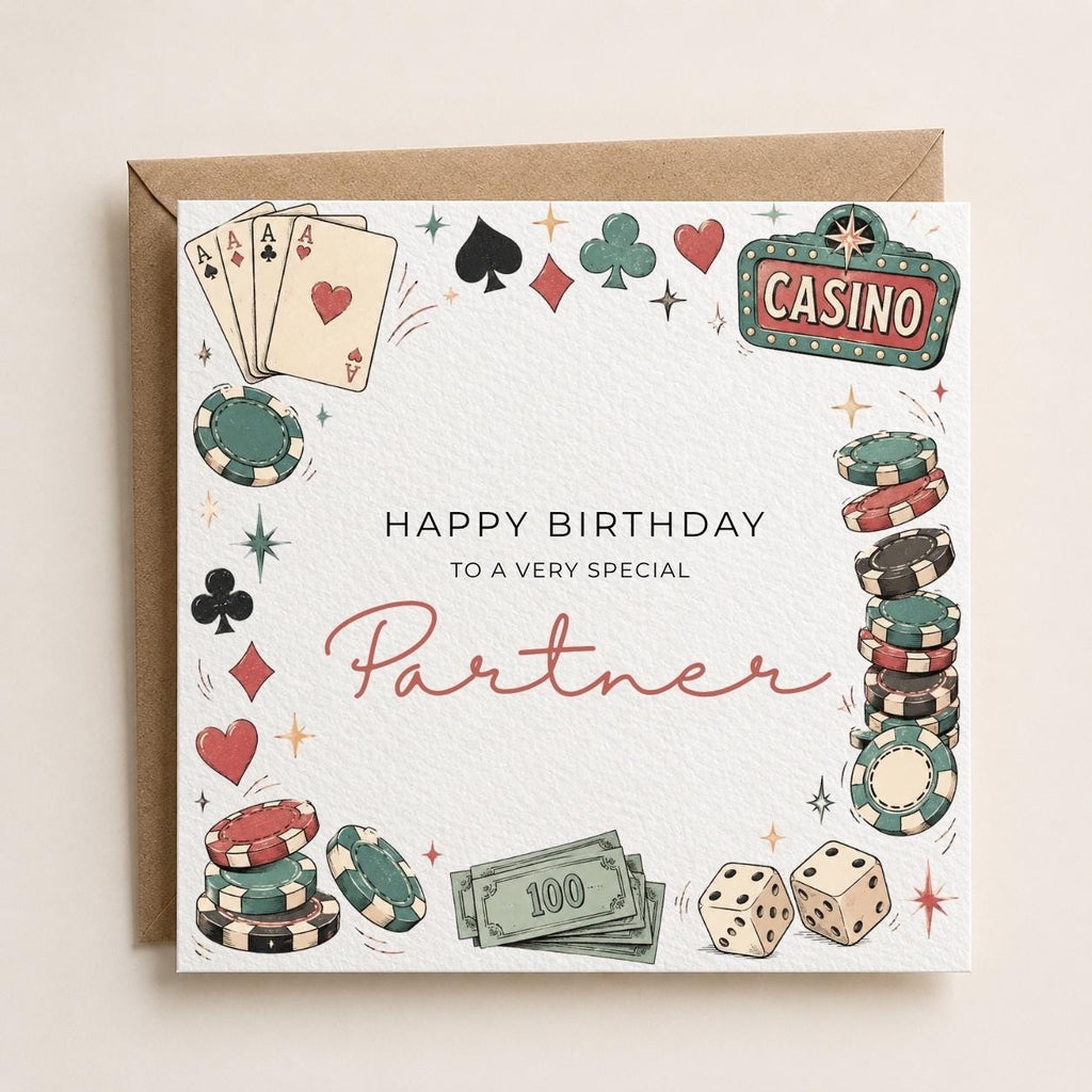 Personalised Casino Theme Birthday Card for Husband, Dad, Grandad, Son,  Uncle, Brother etc