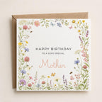 Personalised Wildflower Theme Birthday Card for Wife, Mum, Grandma, Daughter, Auntie, Sister etc