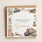 Personalised Canal Boat Theme Birthday Card for Wife, Mum, Grandma, Daughter, Auntie, Sister etc