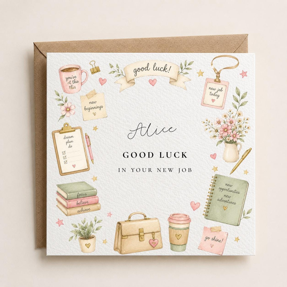 Personalised For Her Good Luck / New Job Card