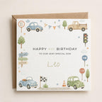 Personalised Cars Theme Birthday Card for Son, Grandson, Brother etc