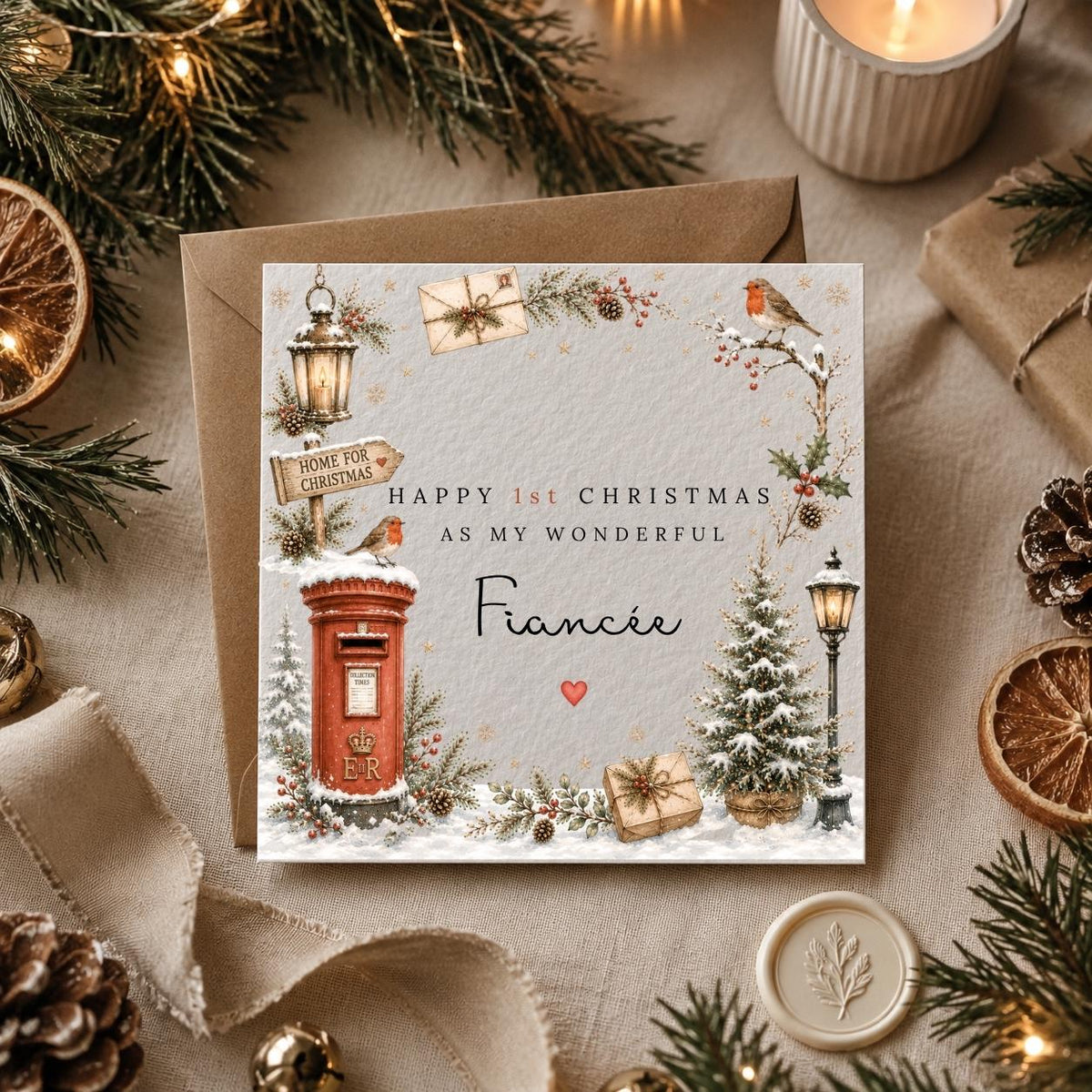 Personalised Christmas Card | Vintage Festive Greeting | Luxury Xmas Keepsake | Completely Customisable | Winter Scenes