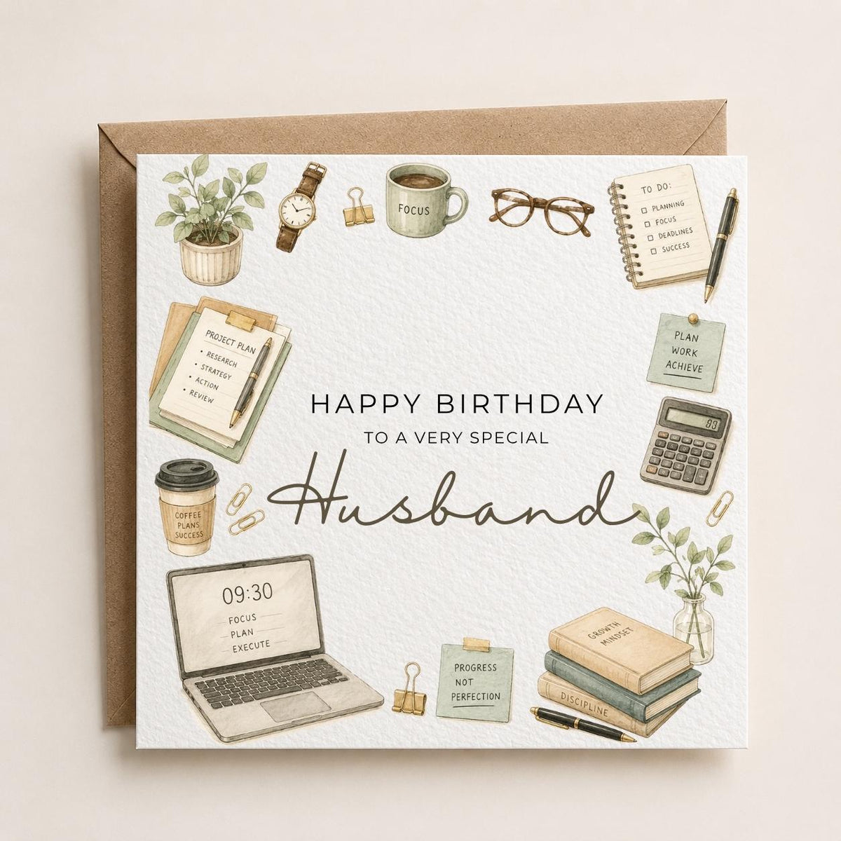 Personalised Office Theme Birthday Card for Husband, Dad, Grandad, Son,  Uncle, Brother etc