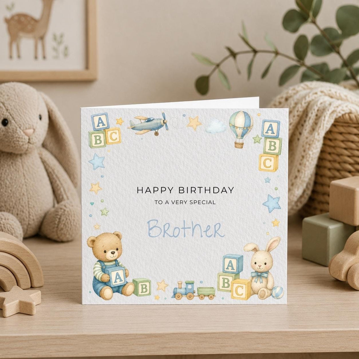 Personalised Building Blocks Theme Birthday Card for Son, Grandson, Brother etc