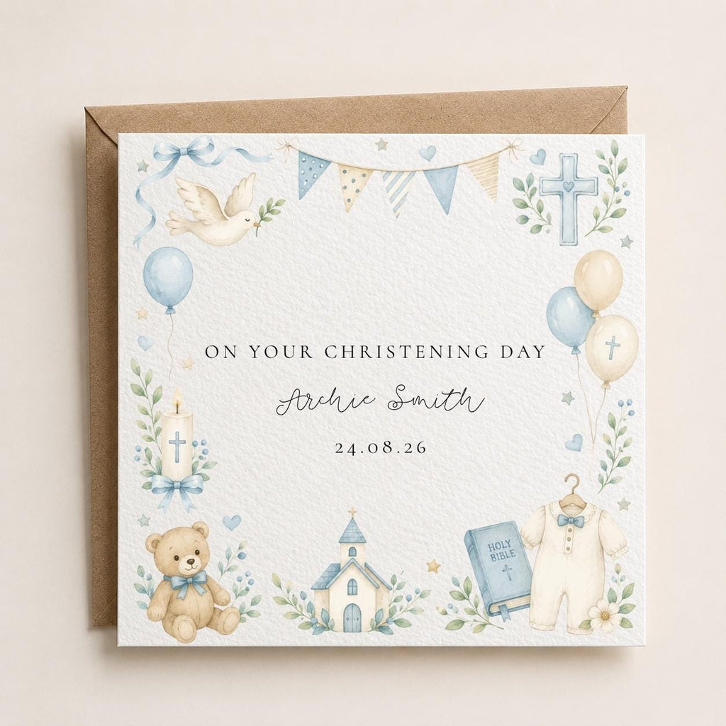Personalised Christening / Baptism Baby Boy Card