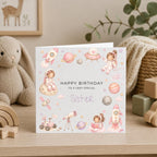 Personalised Space Theme Birthday Card for Daughter, Granddaughter, Sister etc