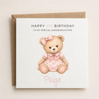 Personalised Teddy Bear Theme Birthday Card for Daughter, Granddaughter, Sister etc