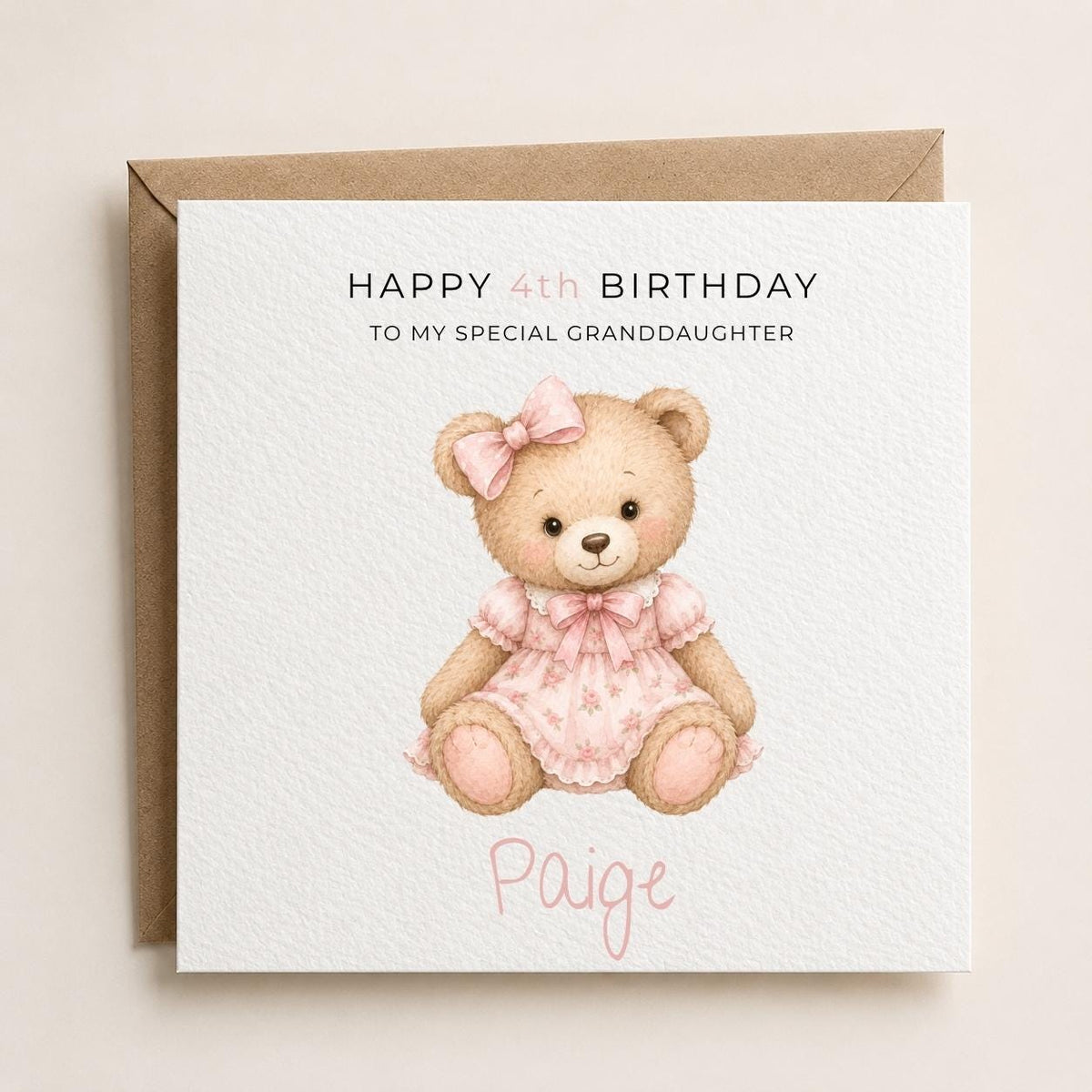 Personalised Teddy Bear Theme Birthday Card for Daughter, Granddaughter, Sister etc