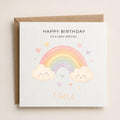 Personalised Rainbow Theme Birthday Card for Daughter, Granddaughter, Sister etc