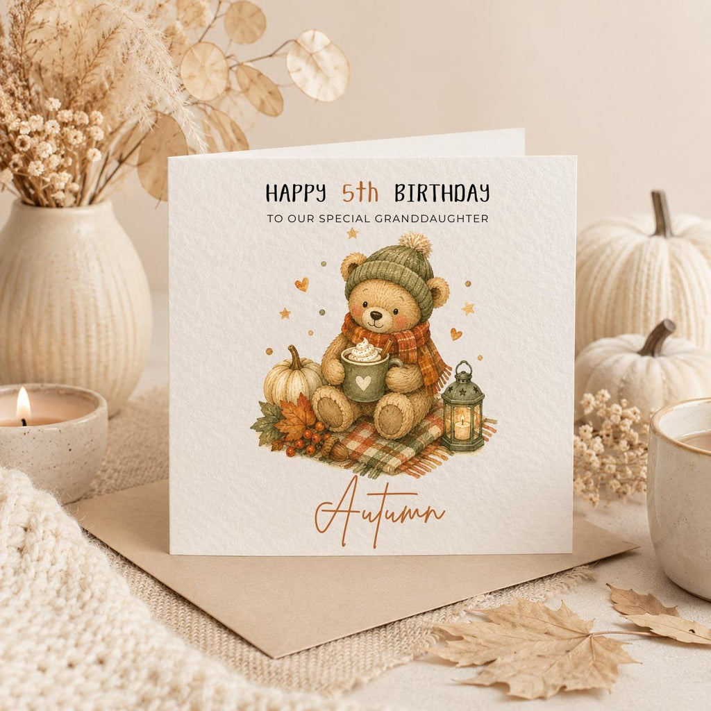 Personalised Autumn Theme Birthday Card for Son, Daughter, Brother, Sister, Friend etc