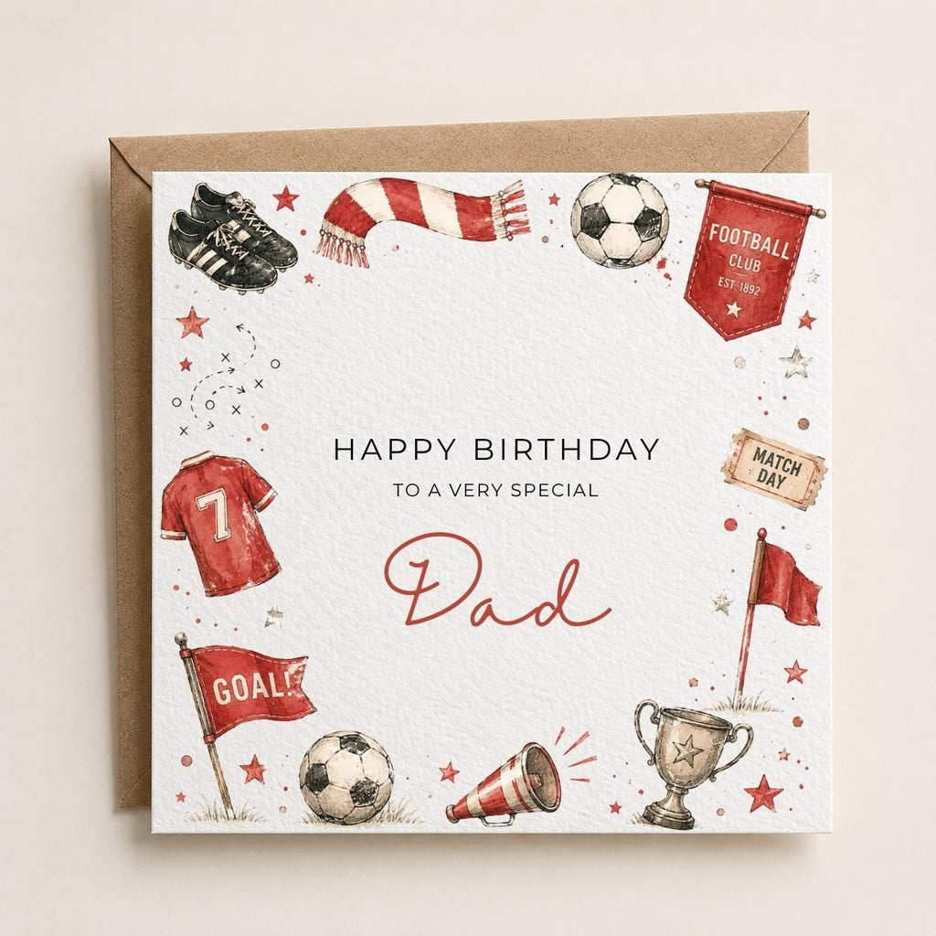 Personalised Football Theme Birthday Card for Husband, Dad, Grandad, Son,  Uncle, Brother etc