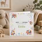 Personalised Elmer Theme Birthday Card for Son, Brother, Friend etc