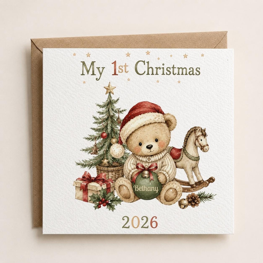 Personalised Christmas Card | My 1st Christmas | Add Any Name | For New-born / Baby