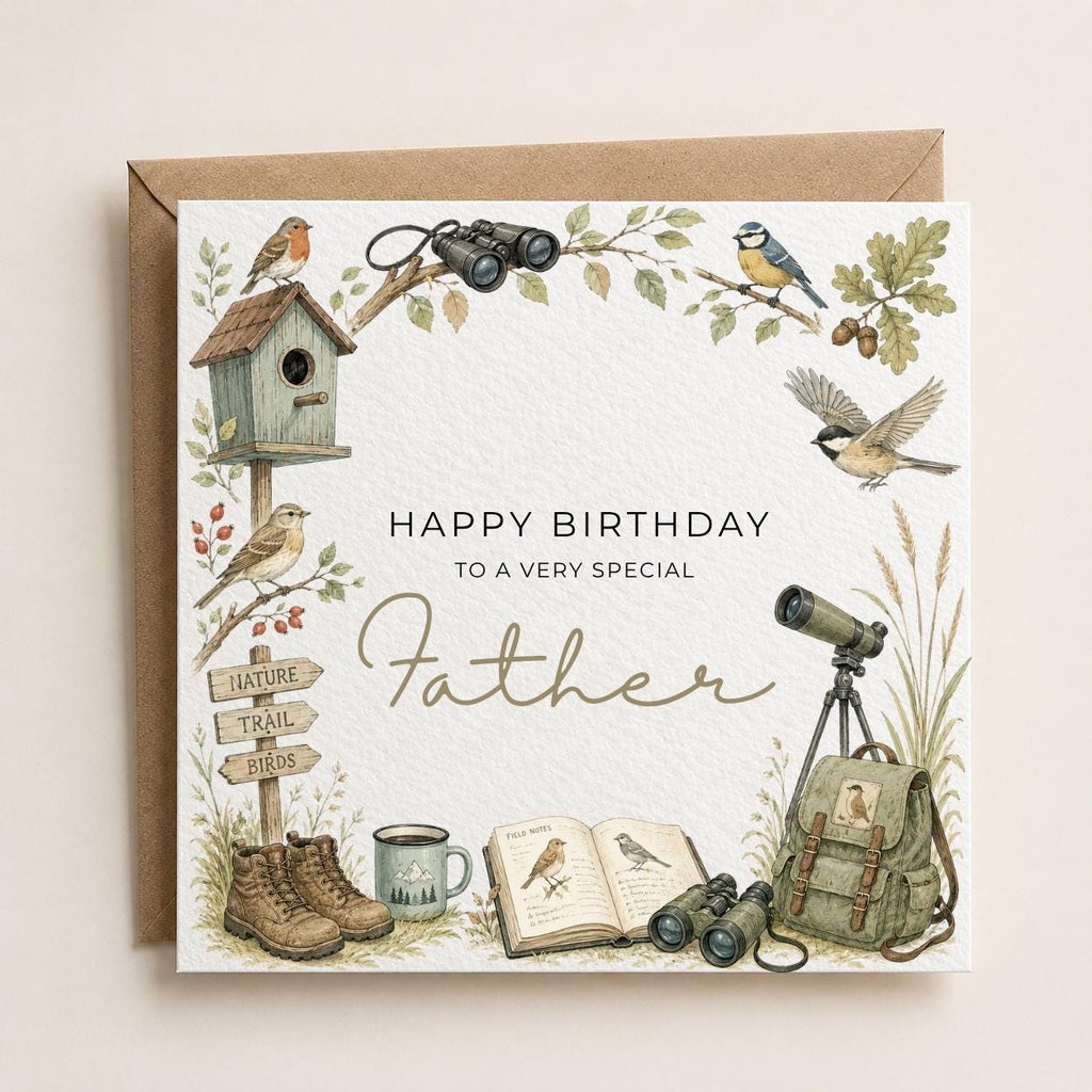 Personalised Birds Theme Birthday Card for Husband, Dad, Grandad, Son,  Uncle, Brother etc
