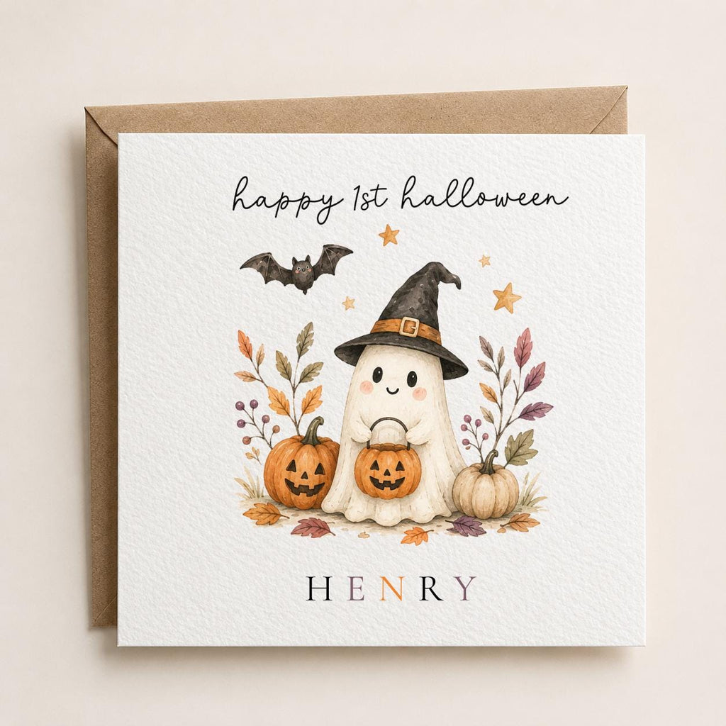 Personalised Halloween Ghost Card, Spooky Birthday Greeting, Custom Name Gift