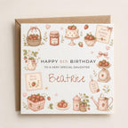 Personalised Strawberry Theme Birthday Card for Daughter, Granddaughter, Sister etc