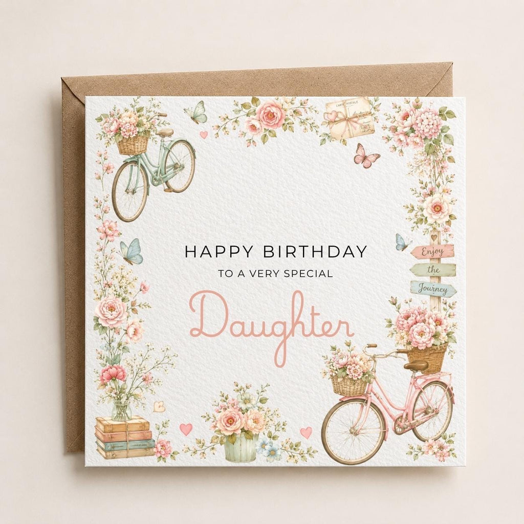 Personalised Cycling / Bike Theme Birthday Card for Wife, Mum, Grandma, Daughter, Auntie, Sister etc