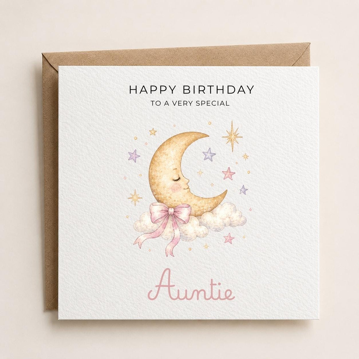 Personalised Moon / Stars Theme Birthday Card for Wife, Mum, Grandma, Daughter, Auntie, Sister etc