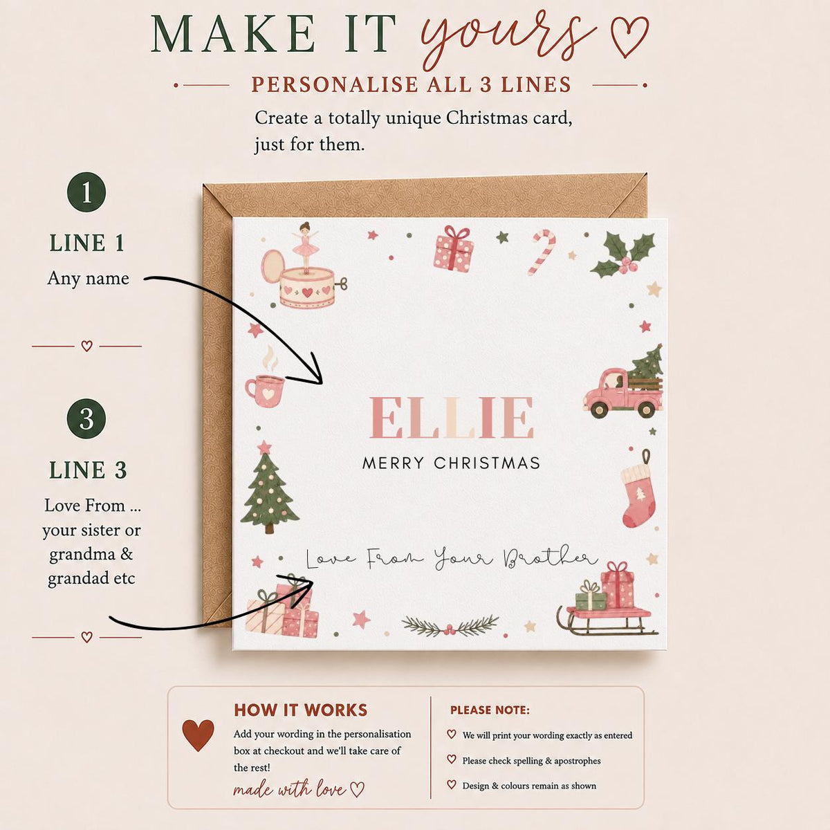 Personalised Christmas Card | For Children | Completely Customisable | Festive Children's Greetings Card