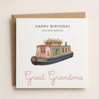 Personalised Canal Boat Theme Birthday Card for Wife, Mum, Grandma, Daughter, Auntie, Sister etc