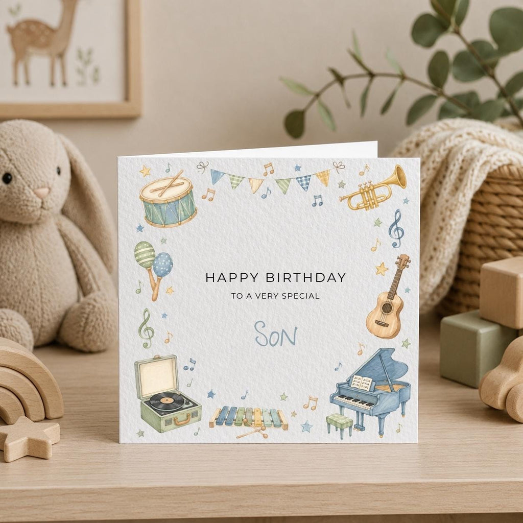 Personalised Music Theme Birthday Card for Son, Grandson, Brother etc