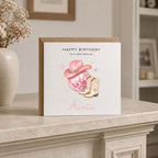 Personalised Cowgirl Theme Birthday Card for Wife, Mum, Grandma, Daughter, Auntie, Sister etc