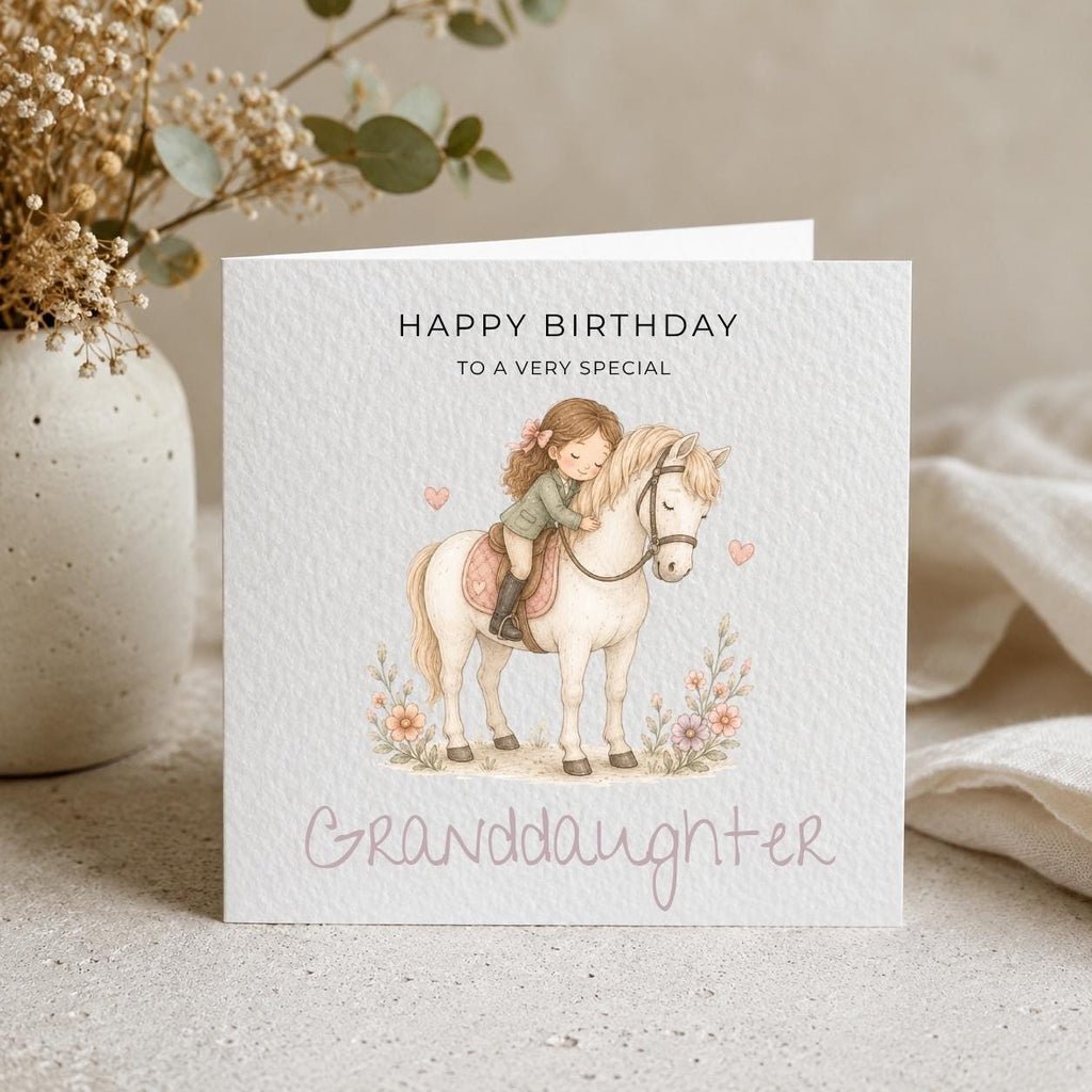 Personalised Horse-Riding Theme Birthday Card for Daughter, Granddaughter, Sister etc