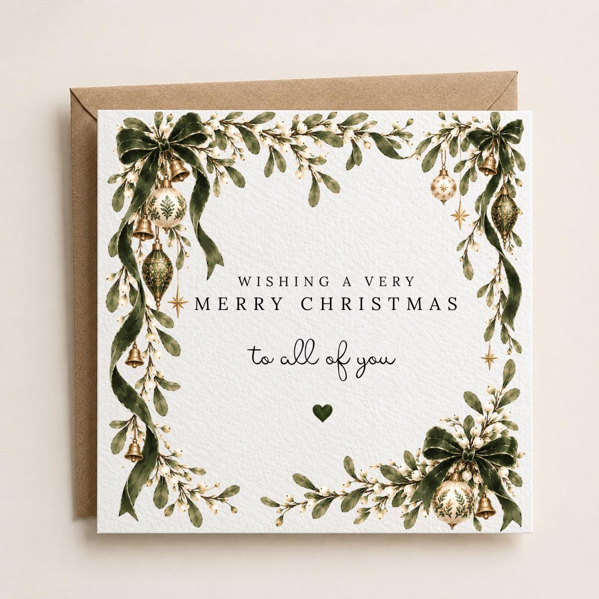 Personalised Christmas Card | Vintage Festive Greeting | Luxury Xmas Keepsake | Completely Customisable | Elegant Mistletoe Christmas