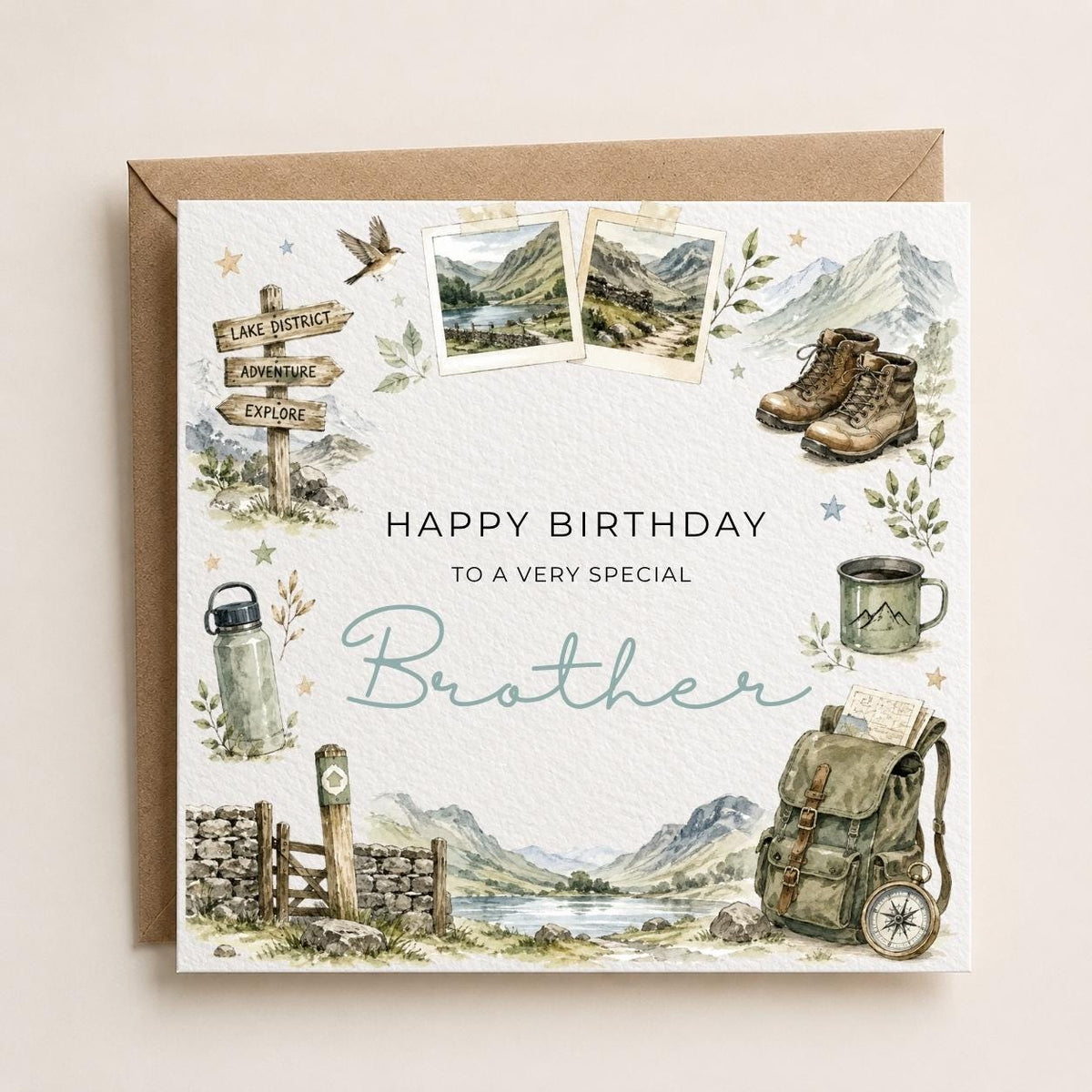 Personalised Lake District Theme Birthday Card for Husband, Dad, Grandad, Son,  Uncle, Brother etc