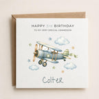 Personalised Airplane Theme Birthday Card for Son, Grandson, Brother etc