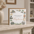 Personalised Trucker Birthday Card for Nephew, Vintage Style Greeting, UK Printed