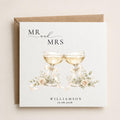 Personalised Mr and Mrs Wedding Card | Champagne Toast, Custom Surname, Date