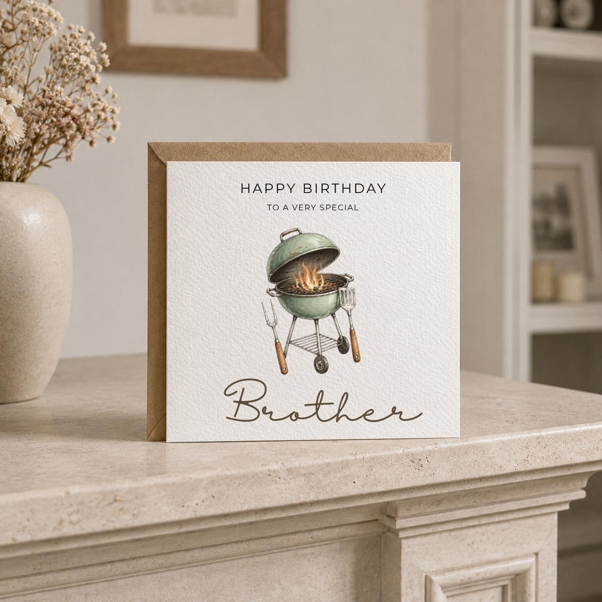 Personalised BBQ Theme Birthday Card for Husband, Dad, Grandad, Son,  Uncle, Brother etc