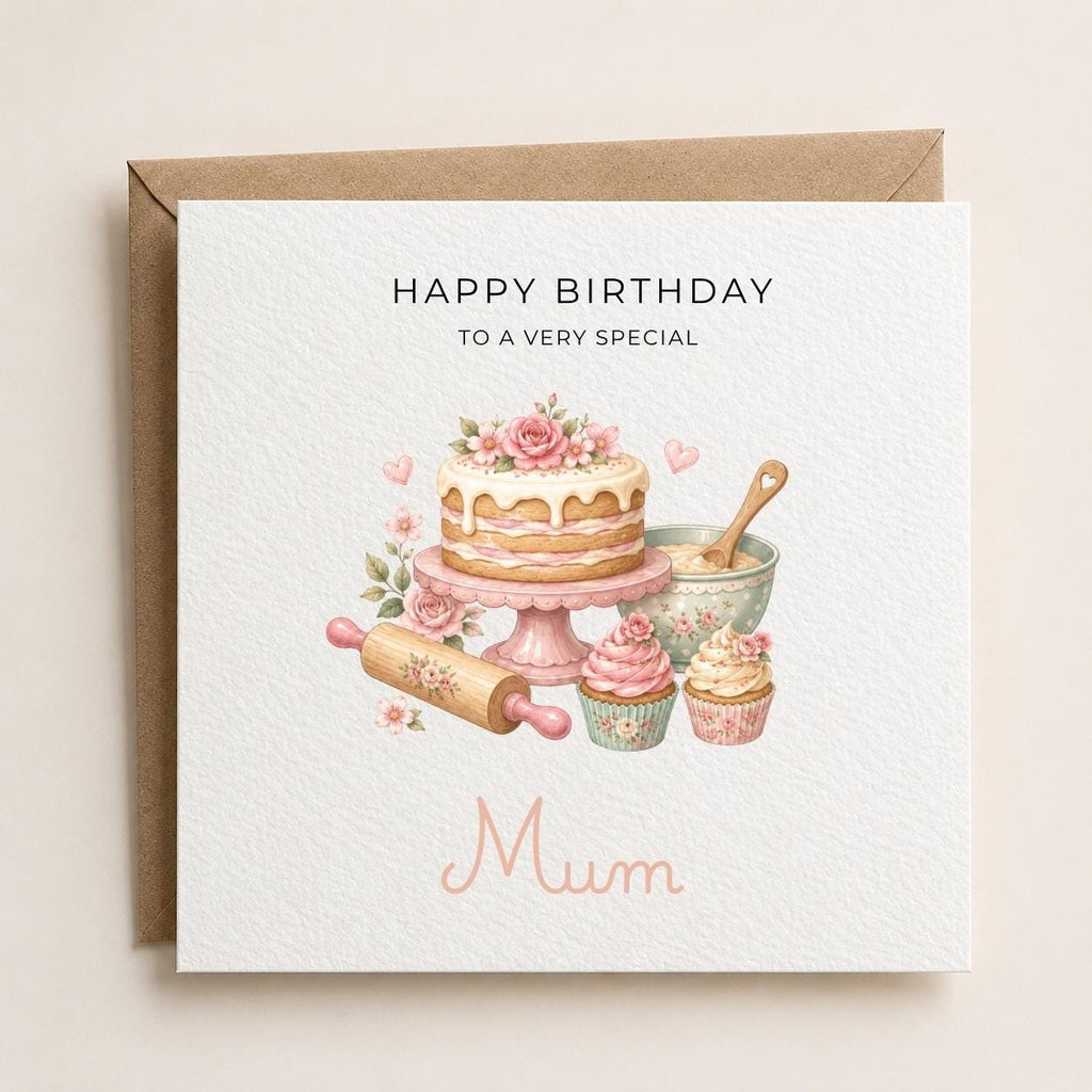 Personalised Baking Theme Birthday Card for Wife, Mum, Grandma, Daughter, Auntie, Sister etc