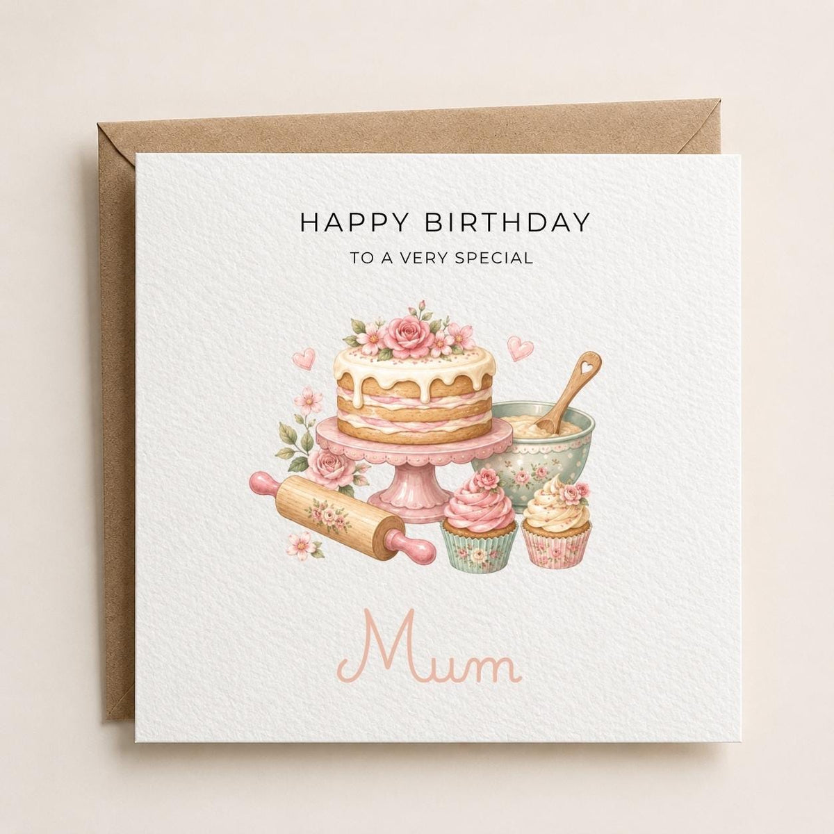 Personalised Baking Theme Birthday Card for Wife, Mum, Grandma, Daughter, Auntie, Sister etc