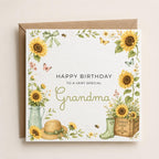 Personalised Sunflower Theme Birthday Card for Wife, Mum, Grandma, Daughter, Auntie, Sister etc