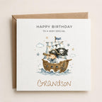 Personalised Pirate Theme Birthday Card for Son, Grandson, Brother etc