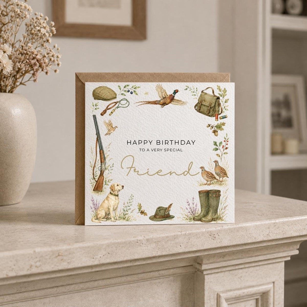 Personalised Gamekeeping Theme Birthday Card for Husband, Dad, Grandad, Son,  Uncle, Brother etc