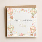 Personalised Hot Air Balloon Theme Birthday Card for Daughter, Granddaughter, Sister etc