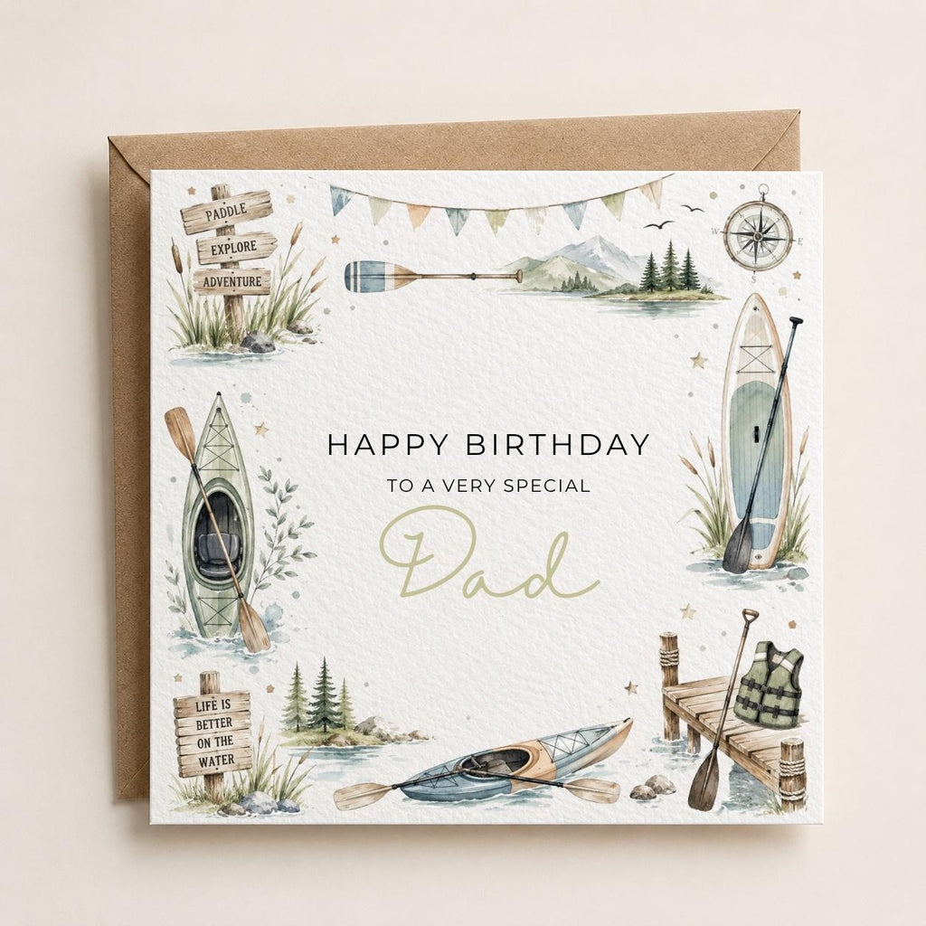 Personalised Kayaking Theme Birthday Card for Husband, Dad, Grandad, Son,  Uncle, Brother etc