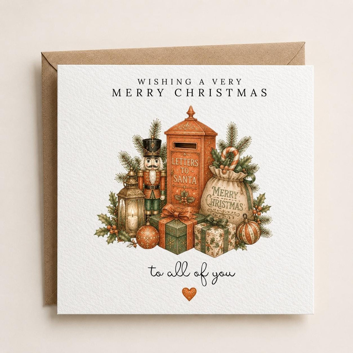 Personalised Christmas Card | Vintage Festive Greeting | Luxury Xmas Keepsake | Completely Customisable | Old-Fashioned Christmas