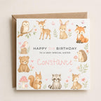 Personalised Woodland Theme Birthday Card for Daughter, Granddaughter, Sister etc