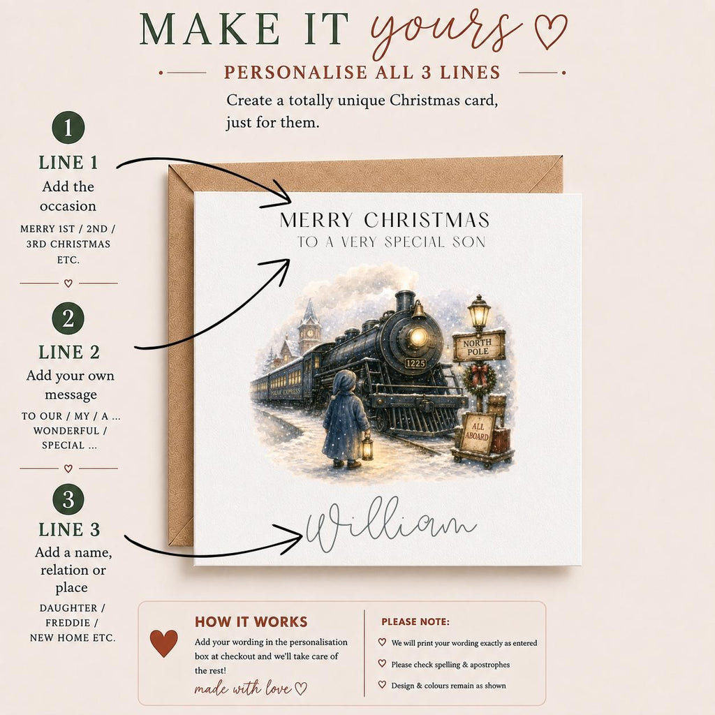 Personalised Polar Express Christmas Card for Children