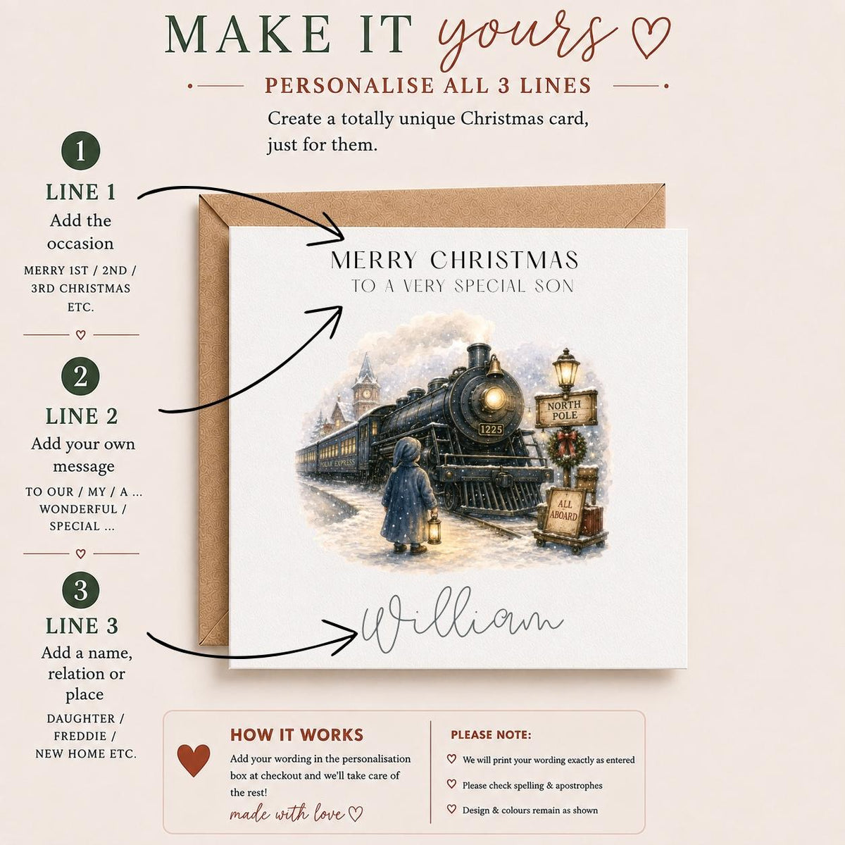 Personalised Polar Express Christmas Card for Children