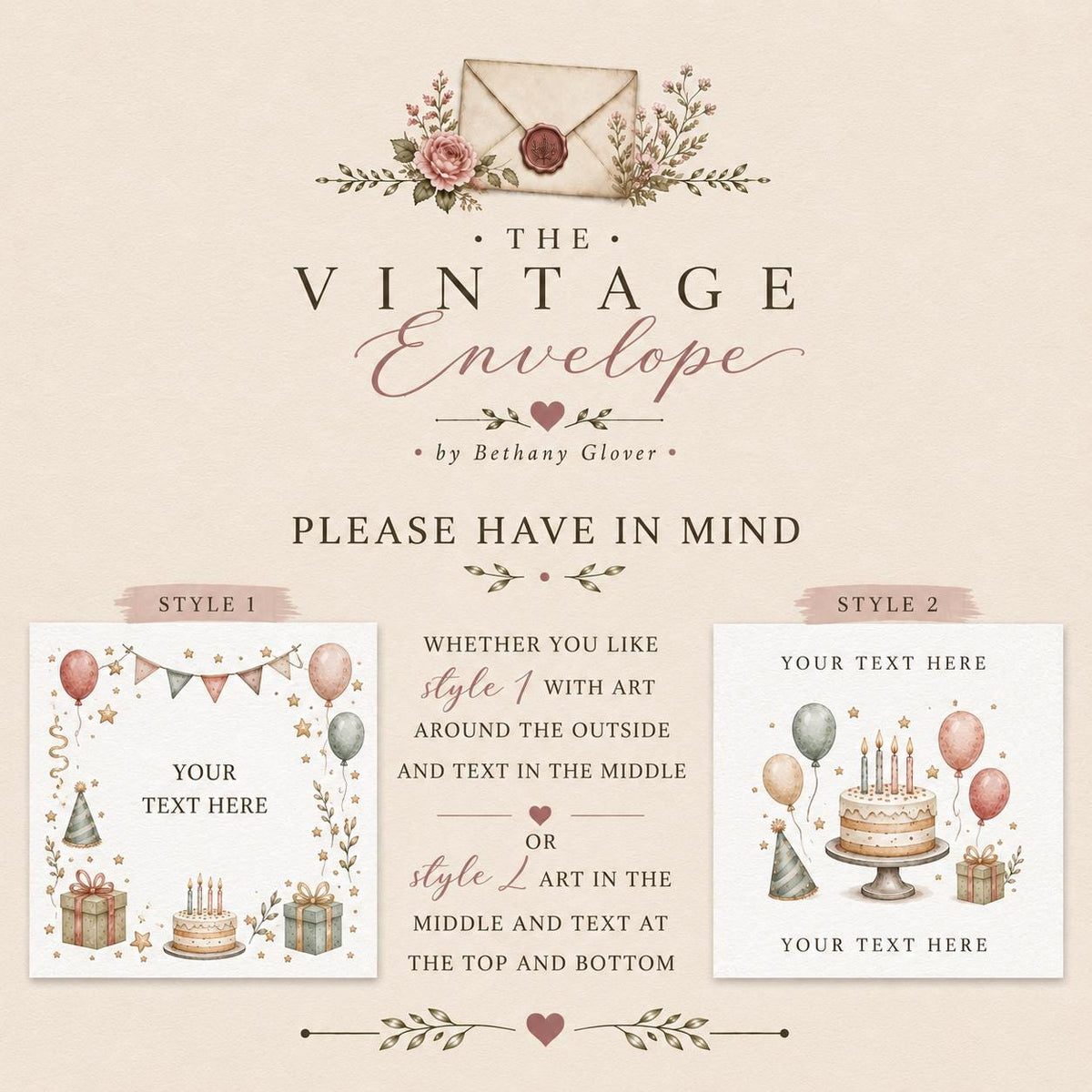 The Vintage Envelope's Custom Card Design Service