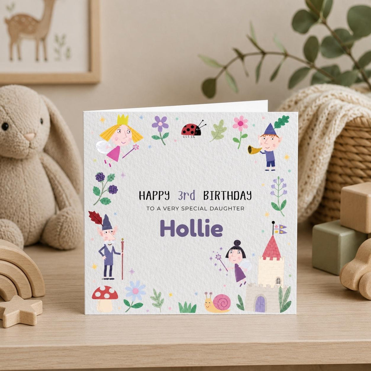 Personalised TV Elf and Fairy | Holly & Ben Theme Birthday Card for Son, Daughter, Brother, Sister, Friend etc