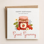 Personalised Jam Theme Birthday Card for Wife, Mum, Grandma, Daughter, Auntie, Sister etc