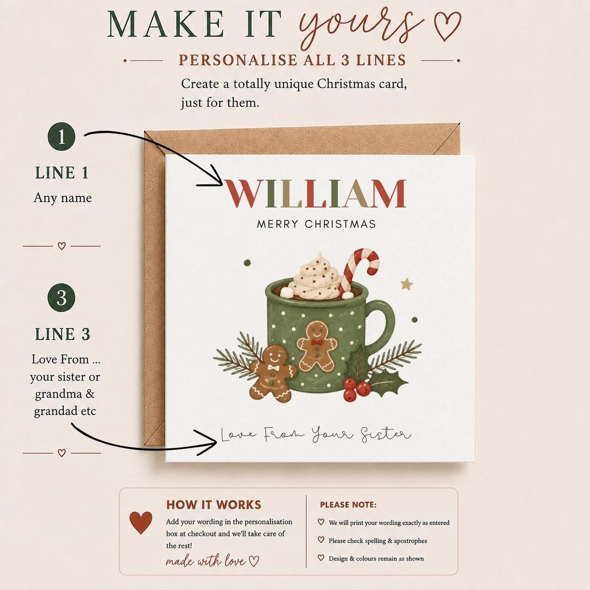 Personalised Christmas Card | For Children | Completely Customisable | Festive Children's Greetings Card